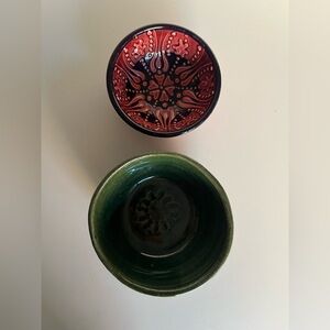 Handcrafted Red and Green Ceramic Bowls 
Set of 2